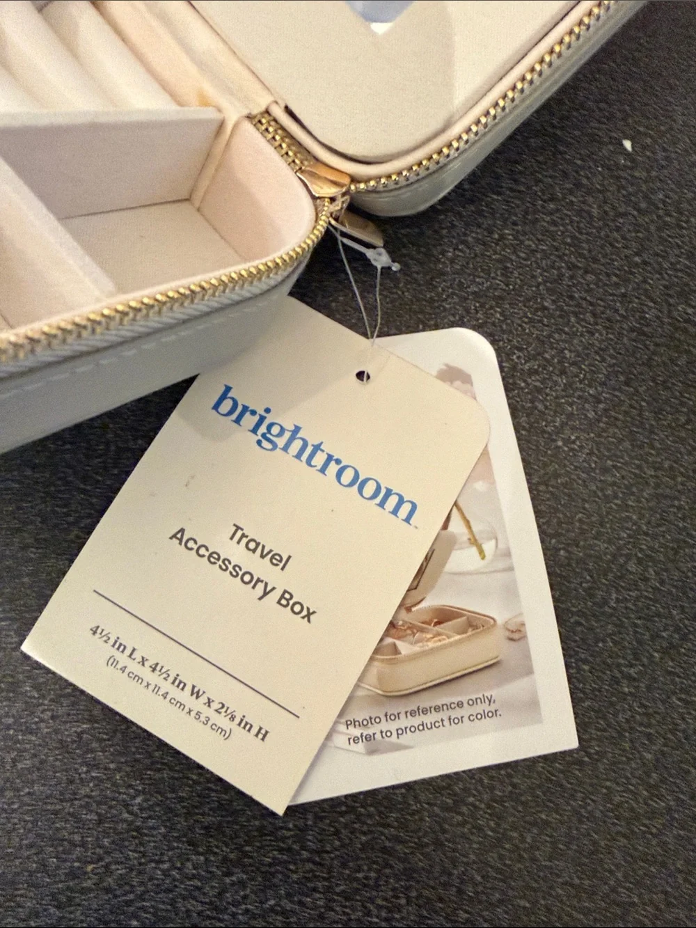 Brightroom Cream Travel Jewelry Organizer with Ring Rolls and Mirror